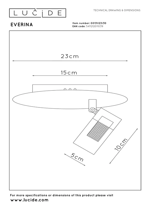 Lucide EVERINA - Flush ceiling light - Ø 23 cm - LED Dim. - CCT - 2200K/6500K - Black | Essential - technical